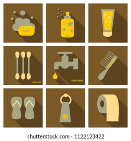 Simple Set of Hygiene Vector Icons. Contains such Icons as Washing Hands, Shower, Antibacterial Soap and more.Editable Stroke.