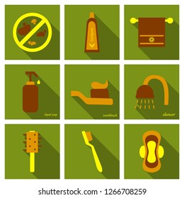 Simple Set of Hygiene Vector Icons. Contains such Icons as Washing Hands, Shower, Antibacterial Soap and more.Editable Stroke.