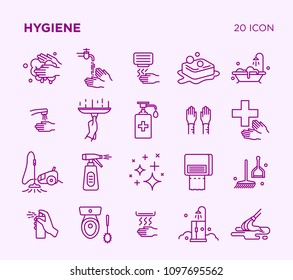 Simple set of hygiene vector line icons