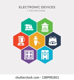 simple set of ice cream maker, hot plate, humidifier, garbage disposal icons, contains such as icons food processor, furnace, electric pencil sharpener and more. 64x64 pixel perfect. infographics