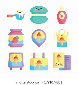 Simple Set Ice Cream Shop Vector Color Icons. Color with Editable stroke
