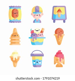 Simple Set Ice Cream Shop Vector Color Icons. Color with Editable stroke
