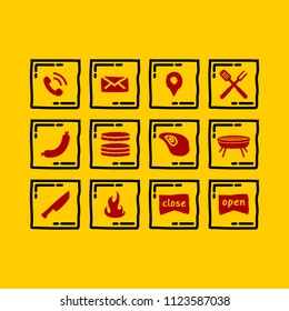 Simple Set icon of Barbecue. Contains such Icons as social media, contact person and more. can use for icon brand identity restaurant, cafe, or celebration, poster designs, party design.