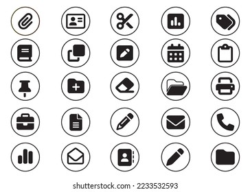 Icono de conjunto simple con color blanco y negro plano