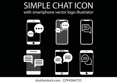 Simple set icon logo chat in smartphone, editable vector logo illustration