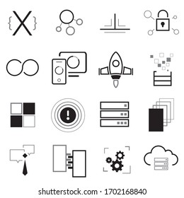 Einfaches Set-Icon für IT-Dienste verwandte Vektorsymbole. Enthält Cloud-Migration, Cloud-Management, Server-Wartung, IT-Support und -Wartung, Netzwerksicherheit, Firewall und mehr.