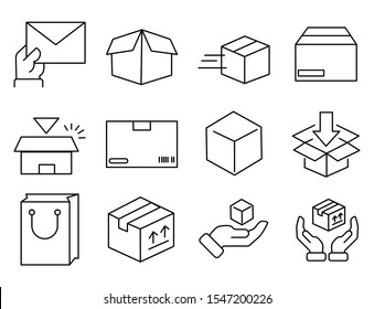 simple set icon of shiping vector design, included as packet, box, hands holding, box packet and more delivery icons.