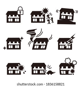 A simple set of icons about home troubles. Vector illustration on white background.