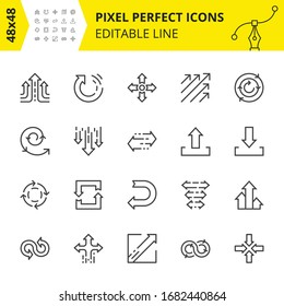 Simple Set Icons - Arrows for info graphics, websites and mobile applications. Includes Spiral, Update, Back, Crossroads, etc. Pixel Perfect 48x48, Scaled Set. Vector.