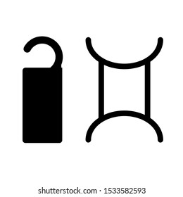 A simple set of icons with the astrological sign Gemini and the tag on the door handle