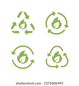 Simple Set icons of Biogas. Renewable energy and green environment. 