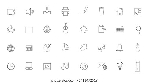 Simple set of icons for computer, web and mobile