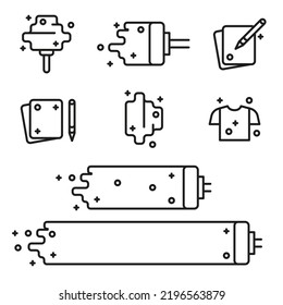 Simple Set Icons on the theme of customization. Unique design, drawing or idea. Emphasize individuality and uniqueness.