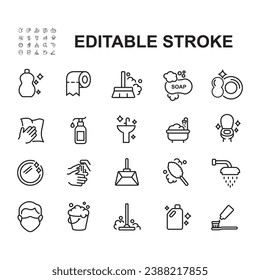 Simple Set of Icons Related to Cleaning. Contains such icons as Spray, Cleaning Surface and more.