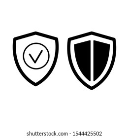 A simple set of icons with a shield with a check mark and shield