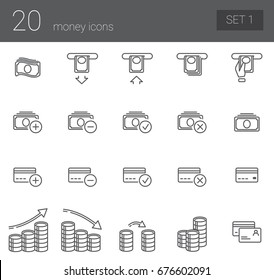 A simple set of icons symbolizing coin, finance, banking and business. Set 1