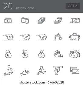 A simple set of icons symbolizing coin, finance, banking and business. Set 2