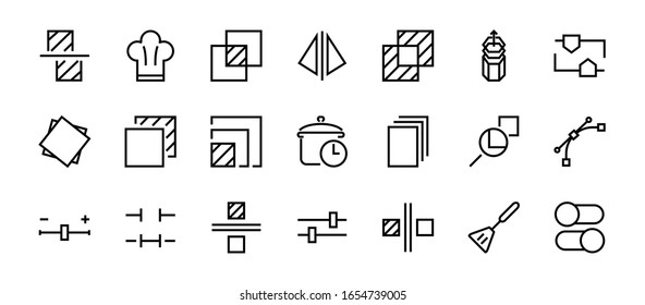 A simple set of image editing related vector line icons. Contains icons such as crop, copy, scale, rotate and more. Editable stroke. 48x48 Pixel Perfect. On white background.