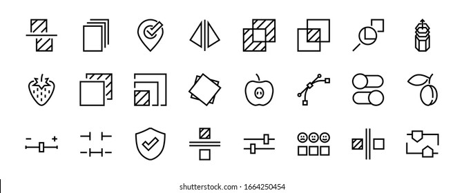 A simple set of image editing related vector line icons. Contains icons such as crop, copy, scale, rotate and more. Editable stroke. 48x48 Pixel Perfect. On white background.