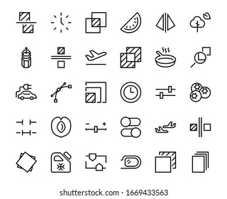 A simple set of image editing related vector line icons. Contains icons such as crop, copy, scale, rotate and more. Editable stroke. 48x48 Pixel Perfect. On white background.
