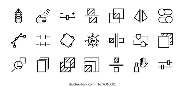 A simple set of image editing related vector line icons. Contains icons such as crop, copy, scale, rotate and more. Editable stroke. 48x48 Pixel Perfect. On white background.