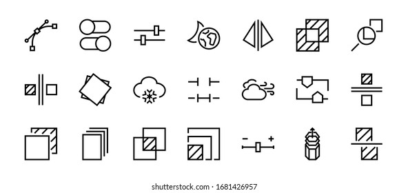 A simple set of image editing related vector line icons. Contains icons such as crop, copy, scale, rotate and more. Editable stroke. 48x48 Pixel Perfect. On white background.