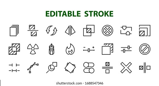 A simple set of image editing related vector line icons. Contains icons such as crop, copy, scale, rotate and more. Editable stroke. 48x48 Pixel Perfect. On white background.