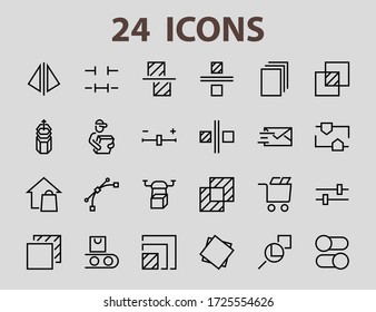 Un conjunto simple de iconos de línea vectorial relacionados con la edición de imágenes. Contiene iconos como recorte, copia, escala, rotación y más. Trazo editable. 48x48 Pixel Perfecto. Sobre fondo blanco.