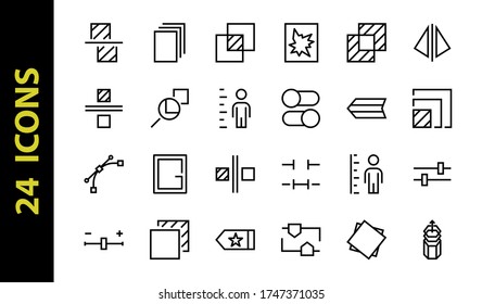 A simple set of image editing related vector line icons. Contains icons such as crop, copy, scale, rotate and more. Editable stroke. 48x48 Pixel Perfect. On white background.