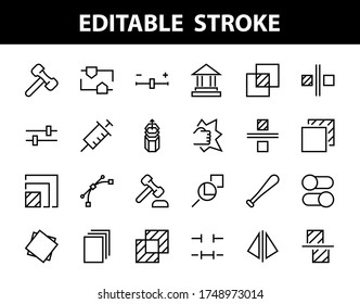 A simple set of image editing related vector line icons. Contains icons such as crop, copy, scale, rotate and more. Editable stroke. 48x48 Pixel Perfect. On white background.