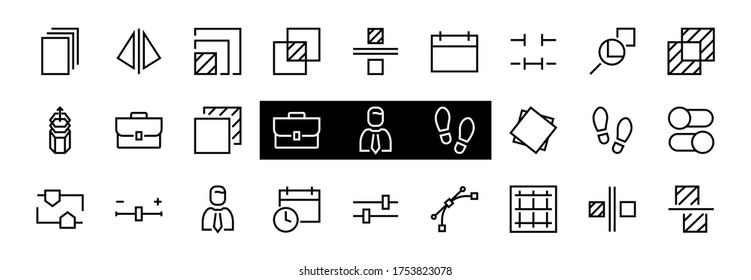 Un conjunto simple de iconos de línea vectorial relacionados con la edición de imágenes. Contiene iconos como recorte, copia, escala, rotación y más. Trazo editable. 48x48 Pixel Perfecto. Sobre fondo blanco.