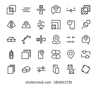 A simple set of image editing related vector line icons. Contains icons such as crop, copy, scale, rotate and more. Editable stroke. 48x48 Pixel Perfect. On white background.