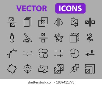 A simple set of image editing related vector line icons. Contains icons such as crop, copy, scale, rotate and more. Editable stroke. 48x48 Pixel Perfect. On white background.