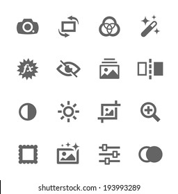 Conjunto simple de iconos vectoriales relacionados con la edición de imágenes para su diseño