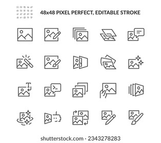Simple Set of Image Related Vector Line Icons. Contains such Outline Icons as Text to image, ai generating, Prompt and more. Editable Stroke. 48x48 Pixel Perfect. Davooda Style. Drawn by real human.
