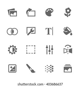 Simple Set of Image Settings Related Vector Icons. Contains Such Icons as Image Gallery, Settings, Adjust and more.
