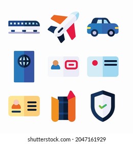 Simple Set Immigration Vector Color Icons. Color with Editable stroke