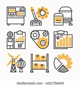 einfache Set-Vektorillustration für industrielle Farbsymbole Pack