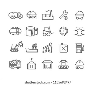 Simple Set of Industrial vector thin line icons, Editable Stroke linear symbols