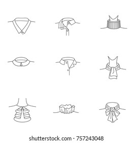 Simple Set of Influence Related Vector Line Icons of women's collars. collar for shirt. collars for women's blouses. collar. Modern vector pictogram collection.