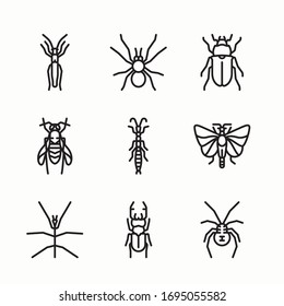 Simple Set Insect Vector line Icons