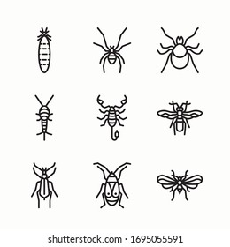 Simple Set Insect Vector line Icons