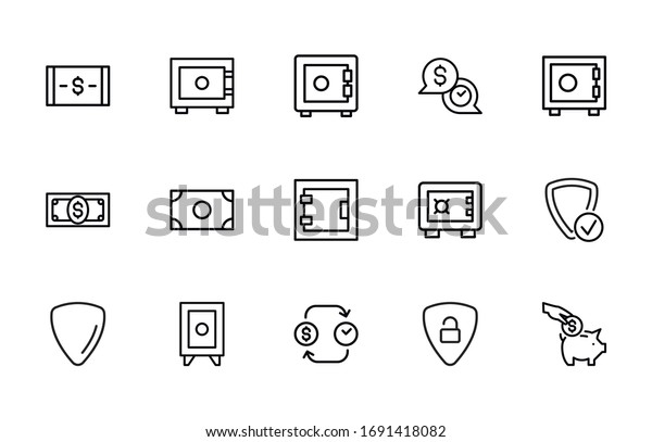 Simple set of\
insurance icons in trendy line style. Modern vector symbols,\
isolated on a white background. Linear pictogram pack. Line icons\
collection for web apps and mobile\
concept.