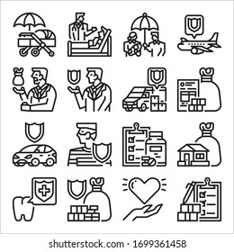 Simple Set of Insurance Related Vector Line Icons
