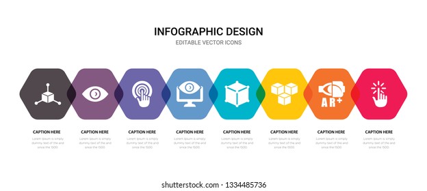 simple set of interactivity, augmented reality, cube, cube icons, contains such as icons virtual reality, touch screen, vision, cube and more. 64x64 pixel perfect. editable vector set