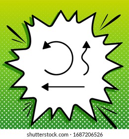 Simple set to Interface Arrows. Black Icon on white popart Splash at green background with white spots. Illustration.