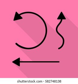 Simple set to Interface Arrows Black icon with flat style shadow path on pink background.
