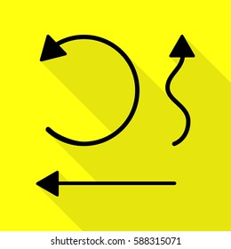 Simple set to Interface Arrows Black icon with flat style shadow path on yellow background.