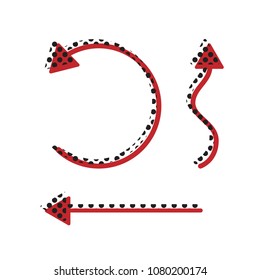 Simple set to Interface Arrows. Vector. Brown icon with shifted black circle pattern as duplicate at white background. Isolated.