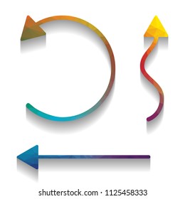 Simple set to Interface Arrows. Vector. Colorful icon with bright texture of mosaic with soft shadow on white background. Isolated.